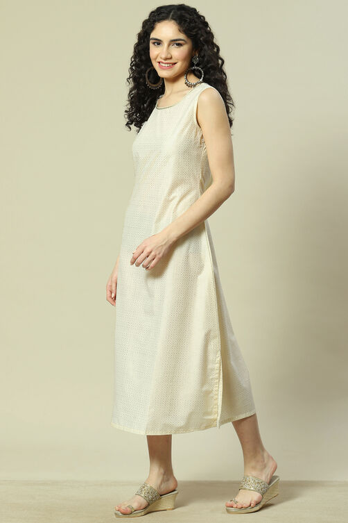 Beige Viscose Straight Dress image number 2