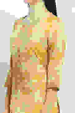 Yellow Cotton Floral Straight Suit Set image number 1