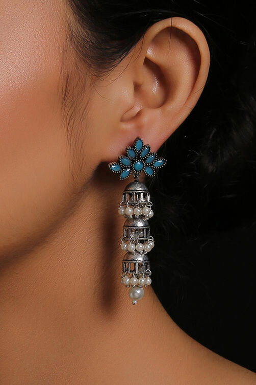 Blue Metal Brass Earring image number 0