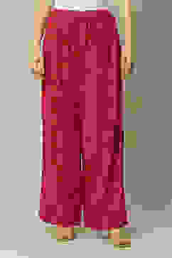 Purple LIVA Straight Printed Palazzo image number 5