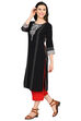 Black Straight Viscose Kurta image number 2