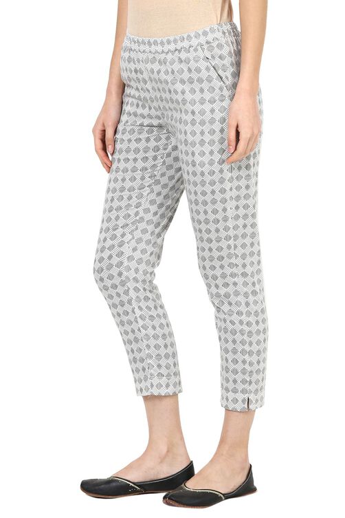 Grey Cotton Slim Pants image number 5