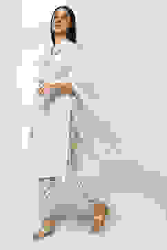 Off White Polyester Dupatta image number 1