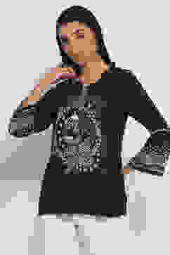 Black Printed Straight Short Kurti image number 5