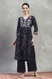 Indigo Blue Viscose Blend Printed Gathered Kurta Pants Set image number 6
