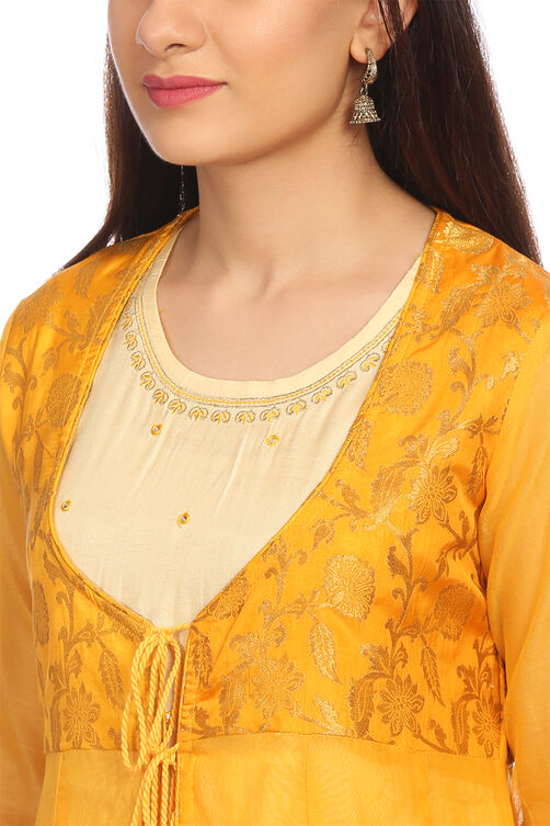 Red Kalidar Poly Cotton Kurta image number 1