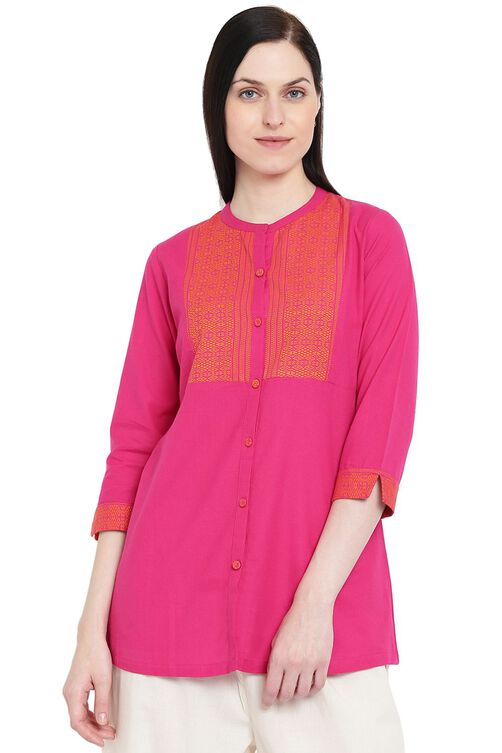 Pink Cotton Flared Indie Top image number 0