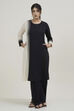 Black White Cotton Flex Straight Solid Kurta image number 6