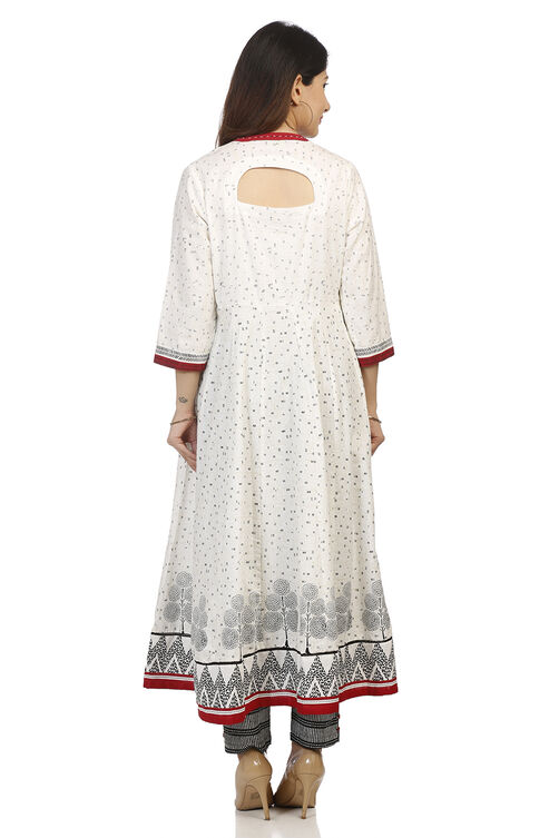 Ecru Kalidar Cotton Kurta image number 5