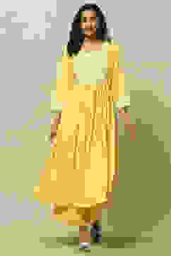 Yellow Embroidered Straight Kurta Set image number 6