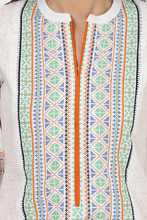White Straight Cotton Kurta image number 4