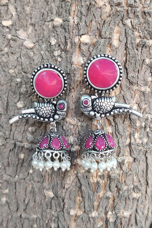 Red Metal Brass Earring image number 0