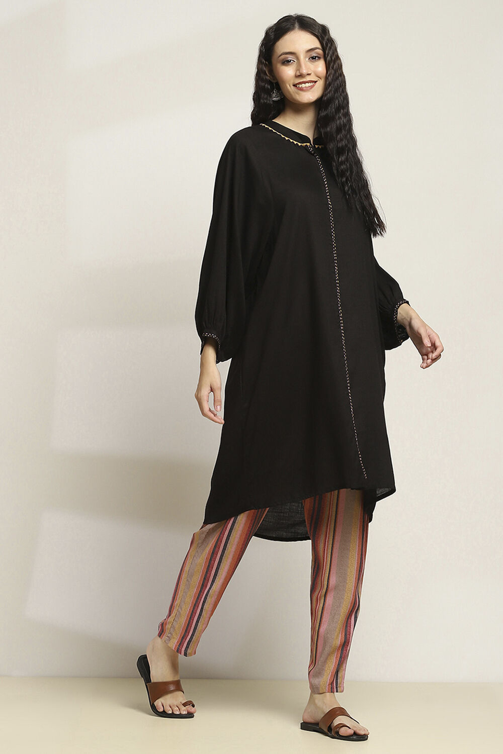 Black Viscose Rayon Straight SET image number 5