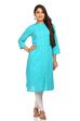 Turquoise Straight Cotton Kurta image number 0