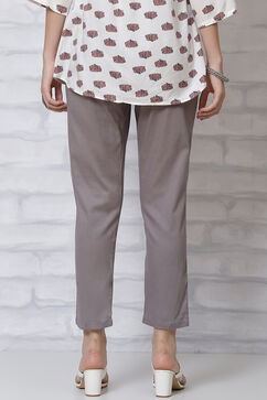 Grey Poly Cotton Slim Pants image number 4