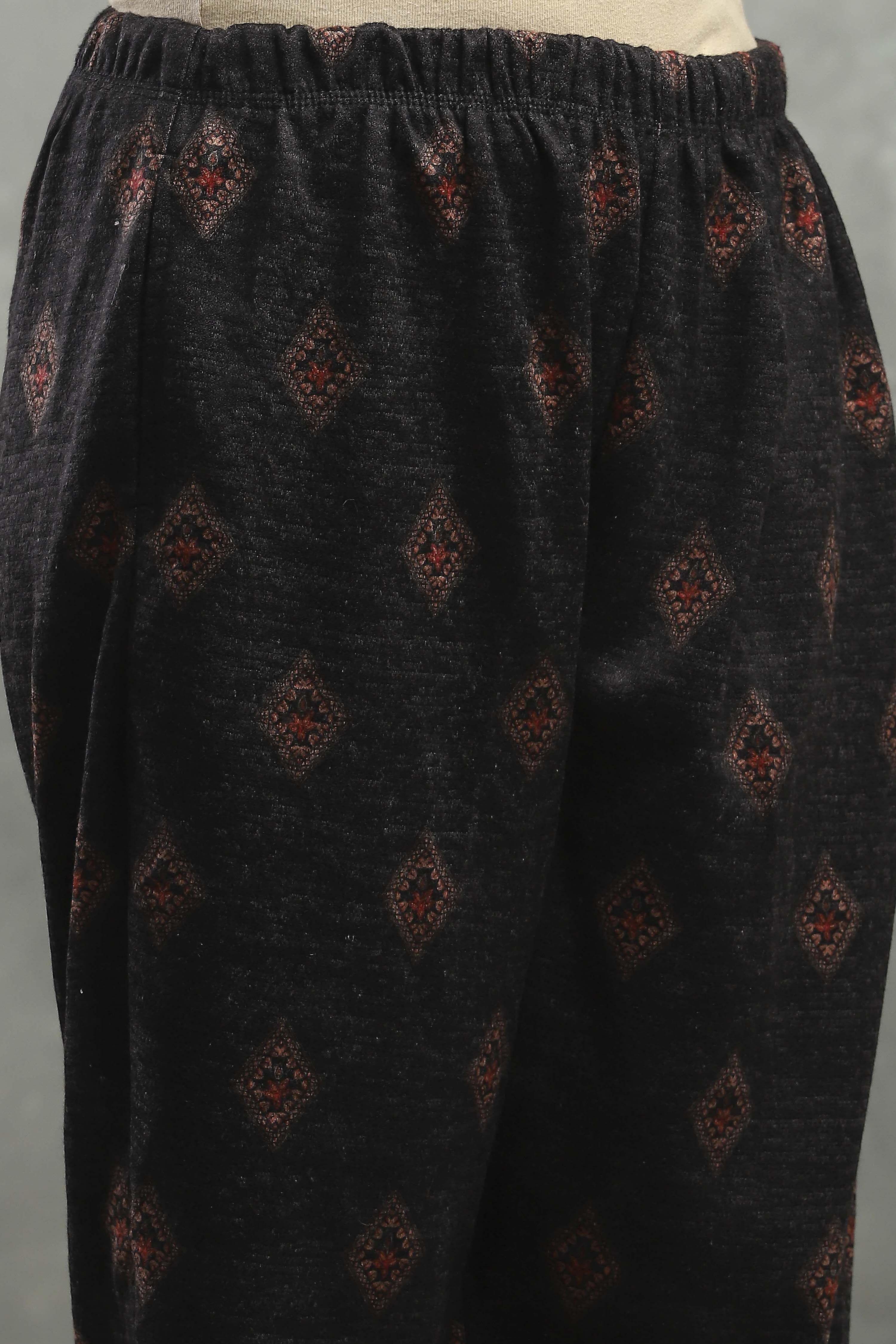 Black Polyester Printed Straight Suit Set image number 2