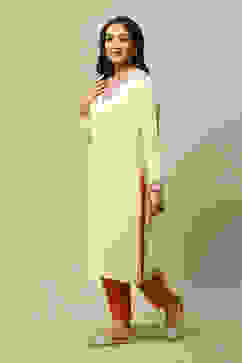 White Acrylic Straight Solid Kurta image number 2