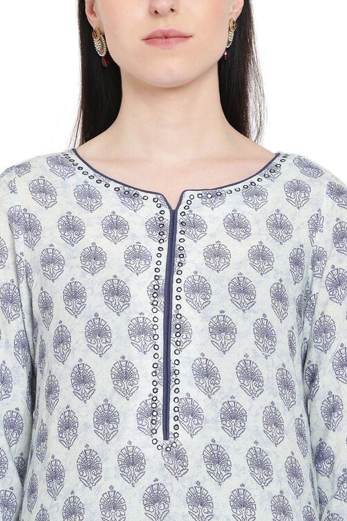 Indigo Rayon Straight Kurta image number 1