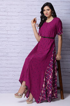 Phalsa Viscose Asymmetric Dress image number 0