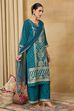 Teal Viscose Blend Straight Printed Suit Set image number 6
