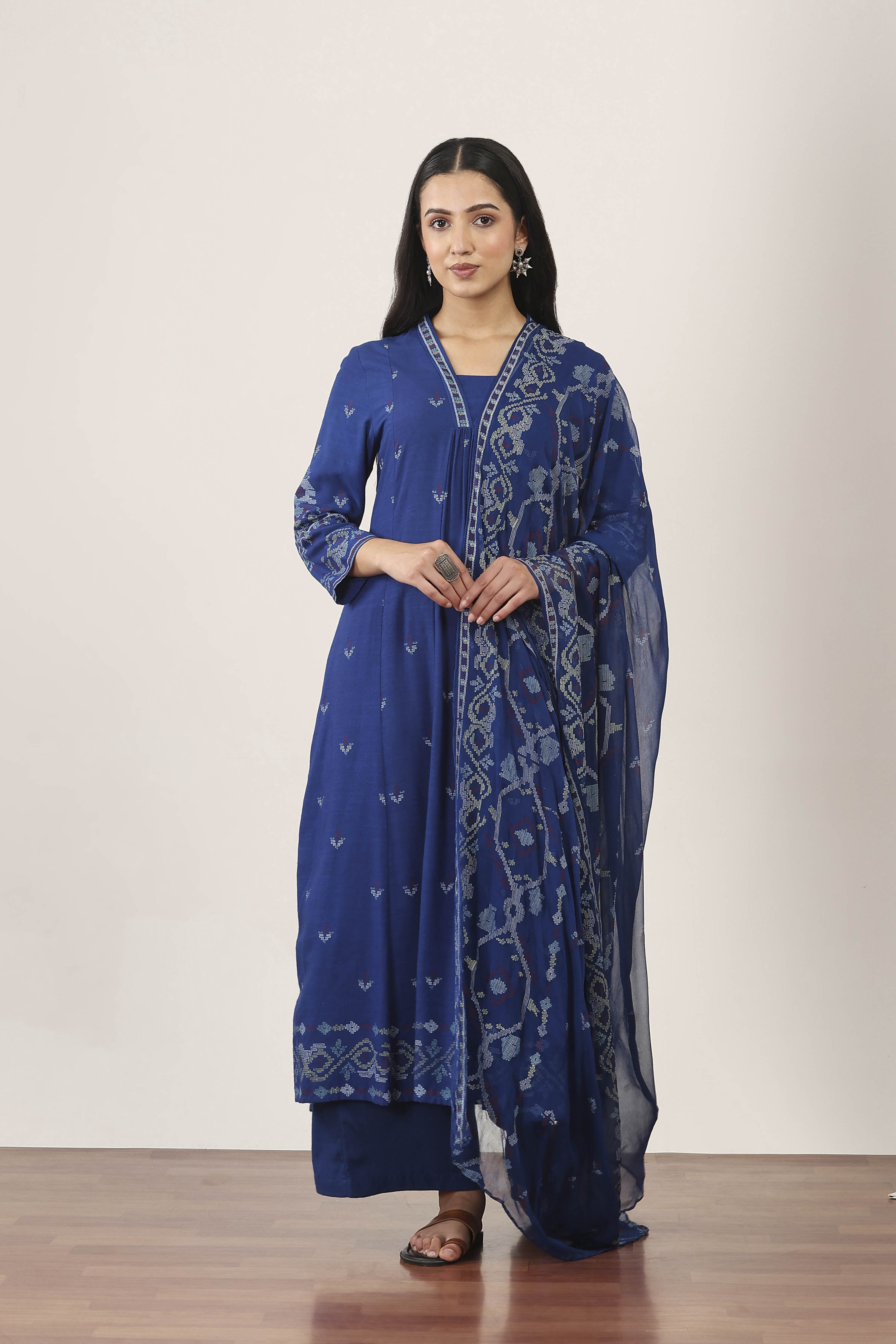 Blue Rayon Kalidar Suit Sets image number 6