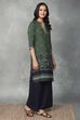 Green Viscose Polyester Viscose Rayon Kurta Pants Set image number 5