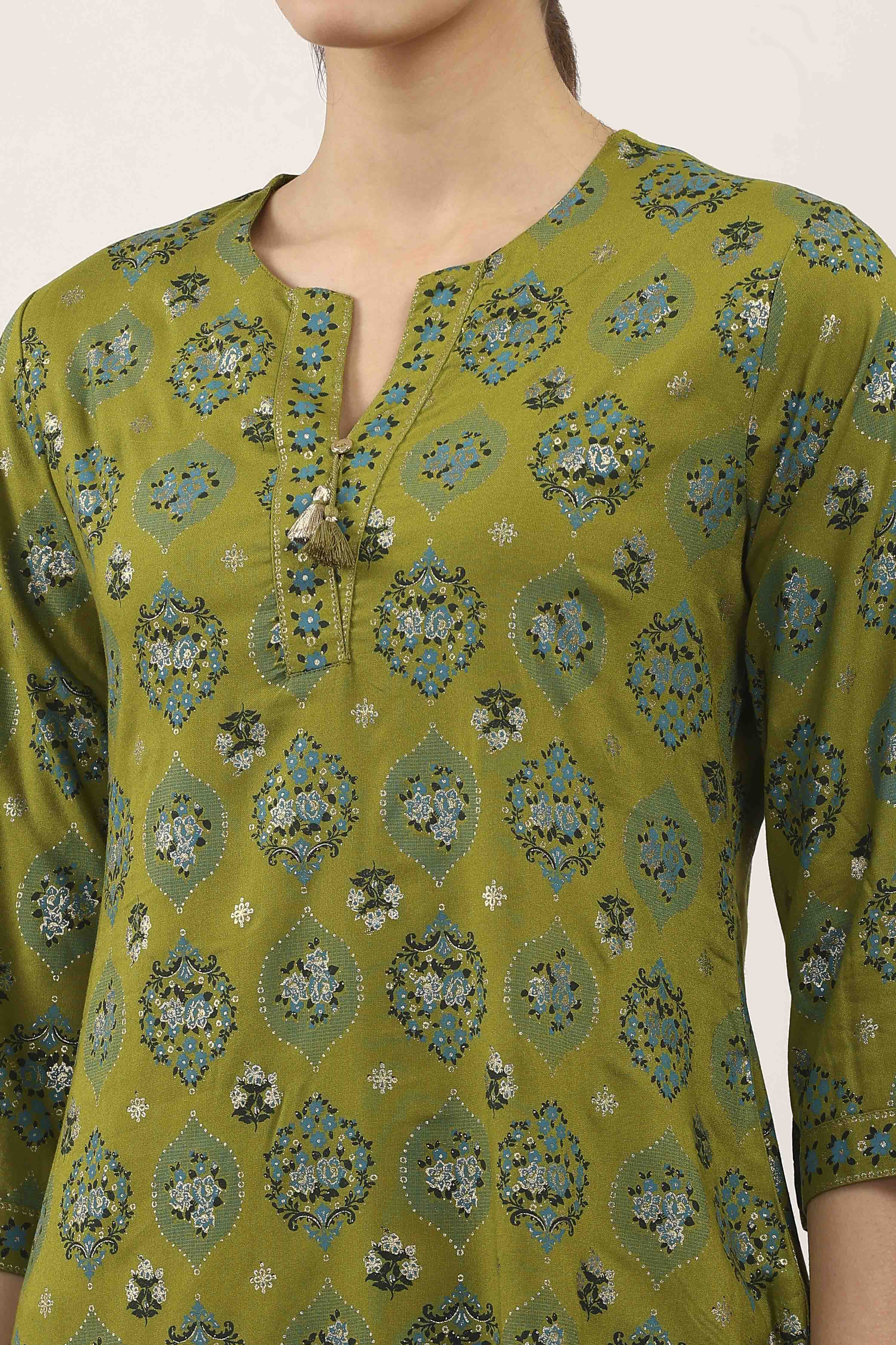 Blue Rayon Viscose Rayon Kurta Pants Set image number 1