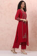Pink Art Silk Straight Suit Set image number 6
