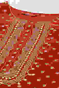 Rust LIVA Straight Printed Kurta Palazzo Suit Set image number 1