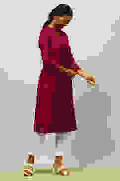 Pink Solid Straight Kurta image number 4