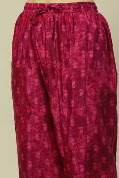 Pink Viscose Shantoon Straight Printed Kurta Palazzo Suit Set image number 2