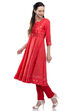 Coral Kalidar Viscose Kurta image number 2