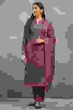 Pink Polyester Printed Straight Suit Set image number 6