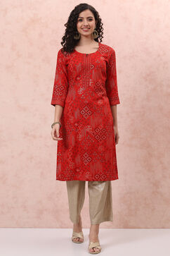 Rust LIVA Straight Kurta image number 0