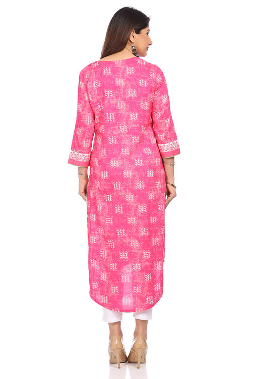 Pink Viscose Straight Kurta image number 4