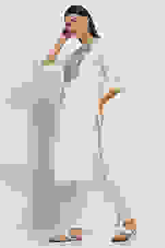 Off-White Cotton Blend Straight Kurta Set image number 2