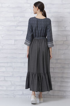 Black LIVA Tiered Dress image number 4