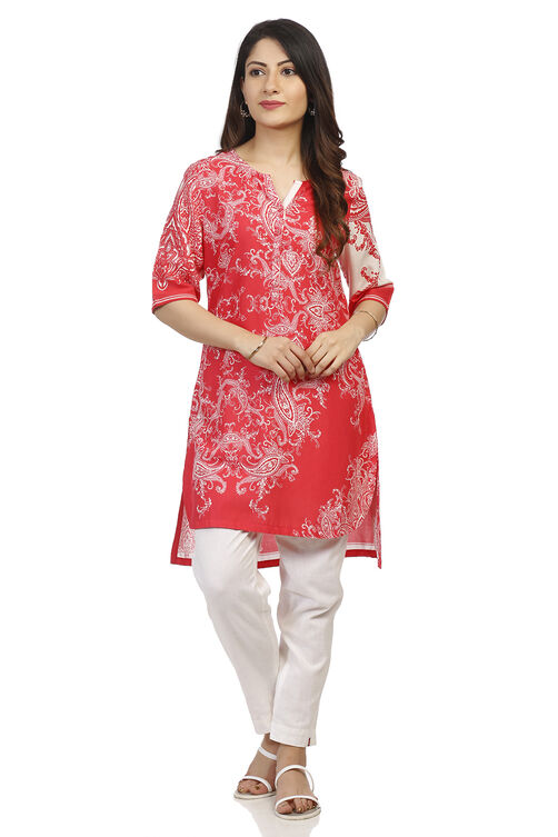 Pink Straight High Low Viscose Kurta image number 0