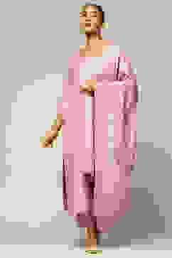 Lavender Acrylic Straight Yarn Dyed Kurta Palazzo Suit Set image number 6