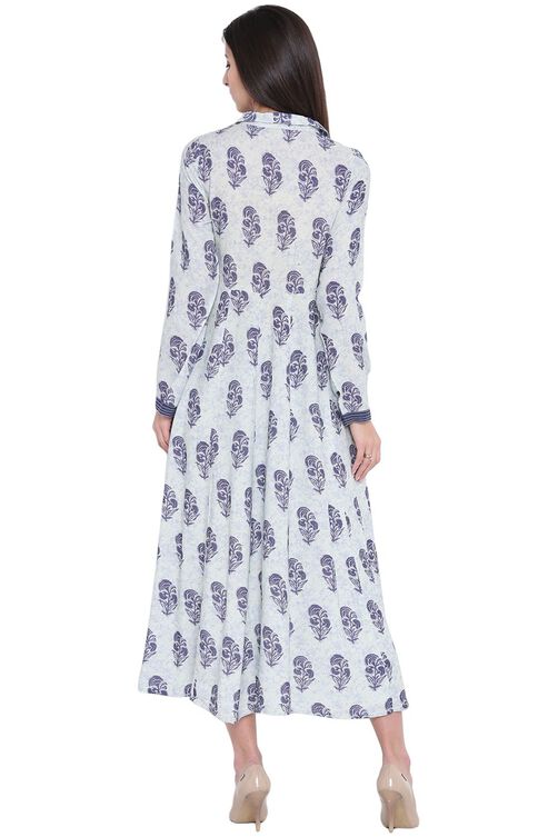 Indigo Rayon Asymmetric Kurta image number 4