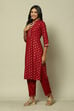 Pink LIVA Straight Printed Kurta Palazzo Suit Set image number 3