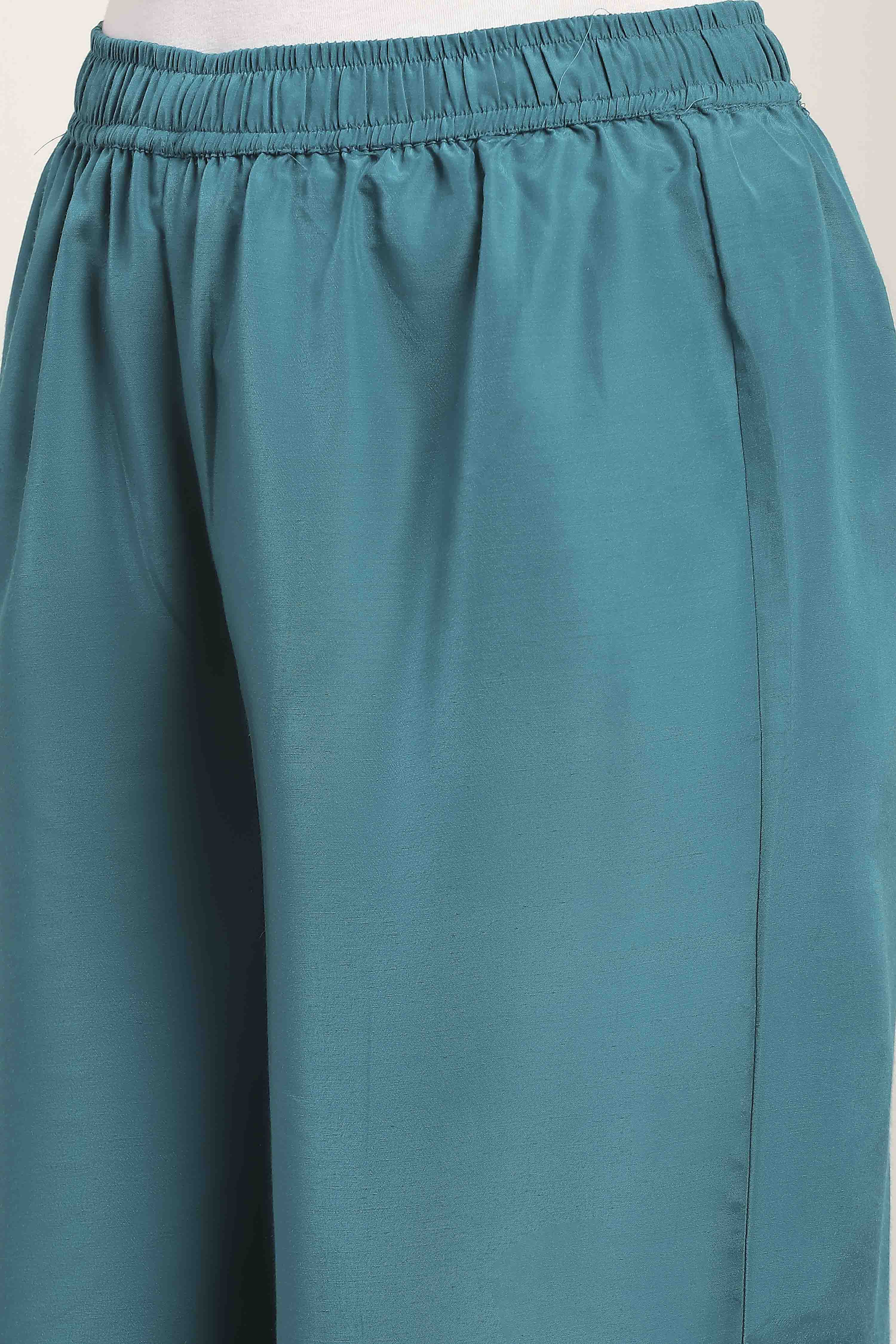 Teal Viscose Rayon Kalidar Suit Set image number 2