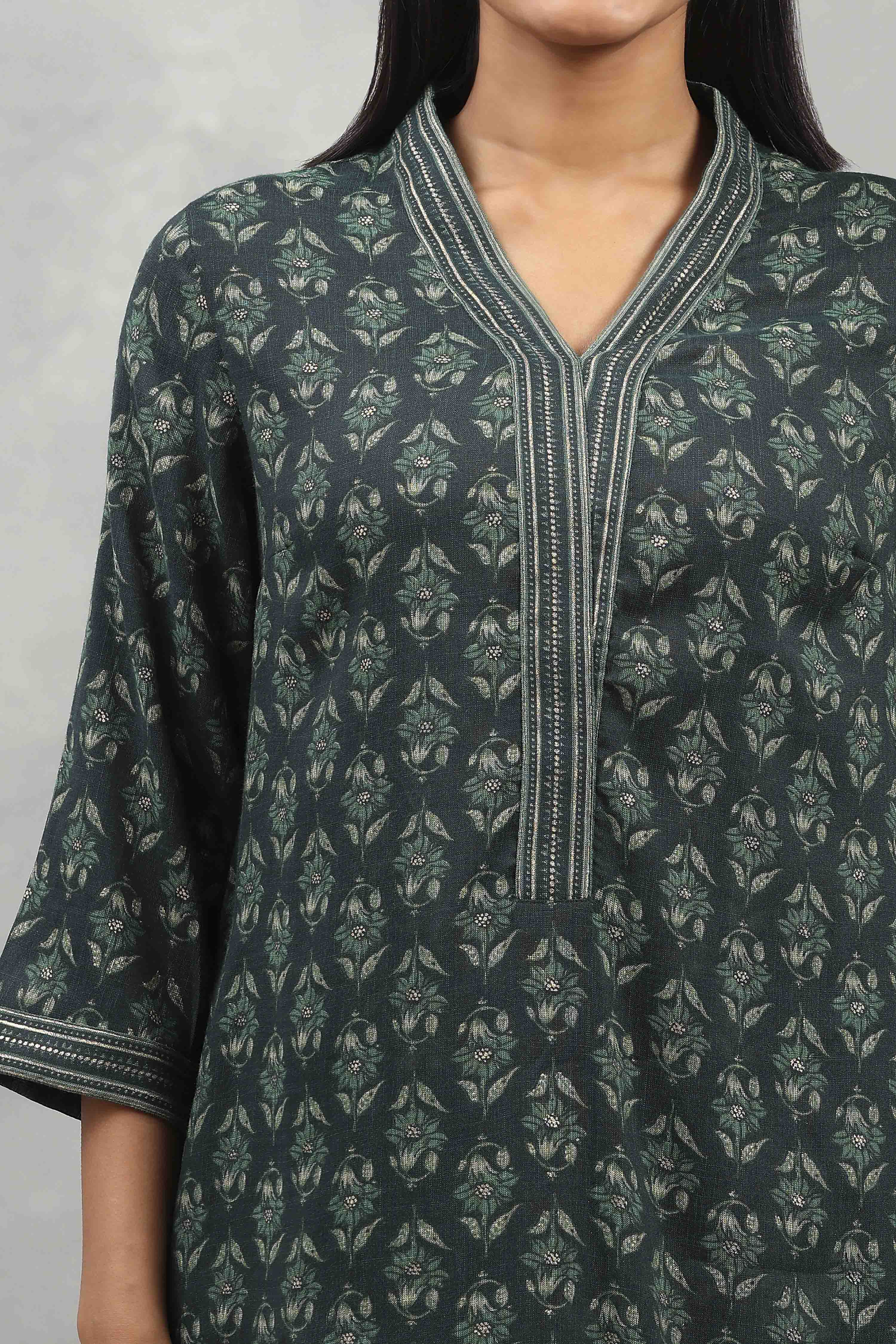 Brown Viscose Blend Printed Straight Kurta Pants Set image number 1