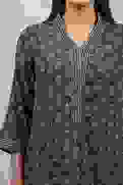 Green Viscose Blend Printed Straight Kurta Pants Set image number 1