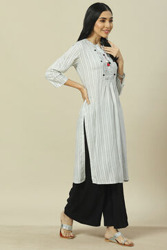 White LIVA Straight Kurta image number 3