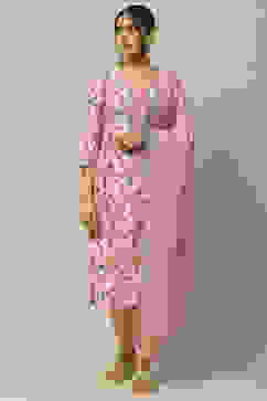 Pink Voile Straight Suit Set image number 7