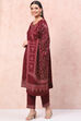 Maroon Art Silk Straight Suit Set image number 6