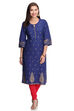 Orange Straight Cambric Cotton Kurta image number 0