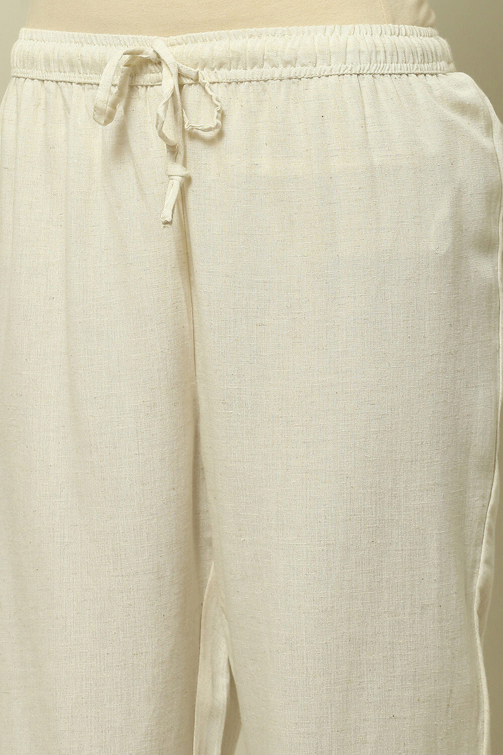 Off-White Viscose Solid Straight Fit Palazzo image number 1