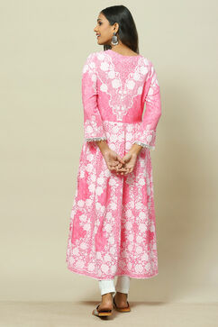 Pink LIVA Kalidar Kurta image number 4